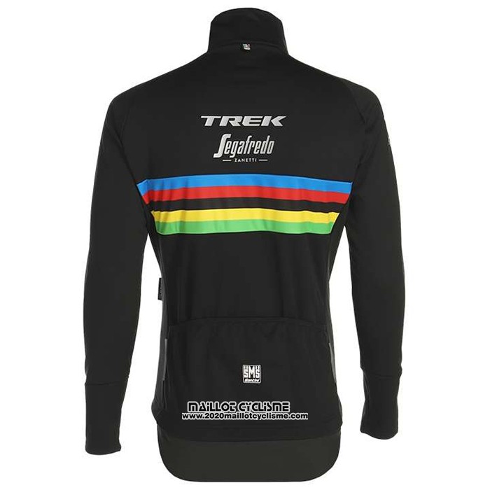 2020 Maillot Ciclismo UCI Mondo Champion Trek Segafredo Noir Manches Longues et Cuissard